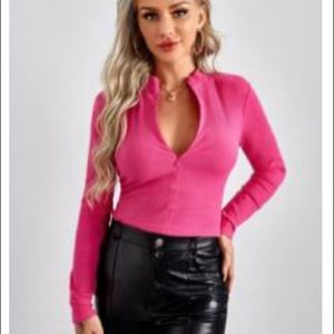 Hot Pink Ribbed Long sleeve